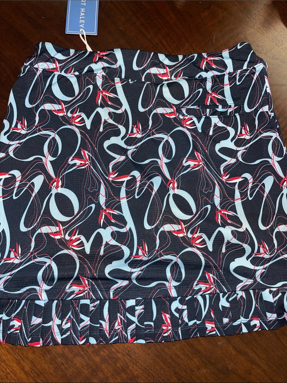 Sport Haley Navy Skort with Light Blue & Red Abstract Swirls - Picture 4 of 6